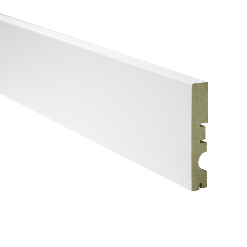Rodapié Zócalo Lacado Blanco 80 mm x 14 mm x 2,25 m, ideal para dar un toque elegante a tus espacios.