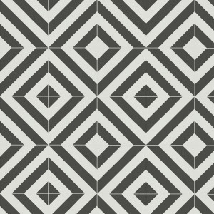 Azulejo de patrón blanco y negro, Suelo laminado Faus Retro S185210, ideal para dar un toque moderno y elegante a tu espacio.