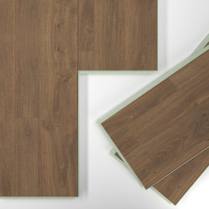 Suelo laminado Faus Harmony Nogal Clásico, elegancia y durabilidad para transformar tu hogar con estilo.