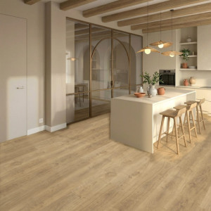 Suelo laminado Faus Prestige S186941 Roble Almendra, elegancia y durabilidad para tu hogar.